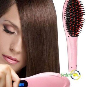 Thermal Hair Brush Ceramic Straightener Pink Petal Reduces Frizz & Damage